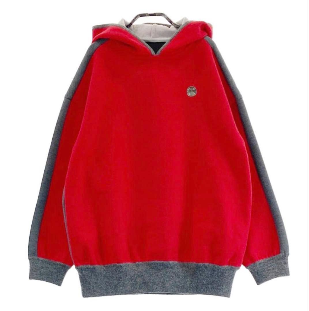 ランバンスポール　フード付きニット　レッド