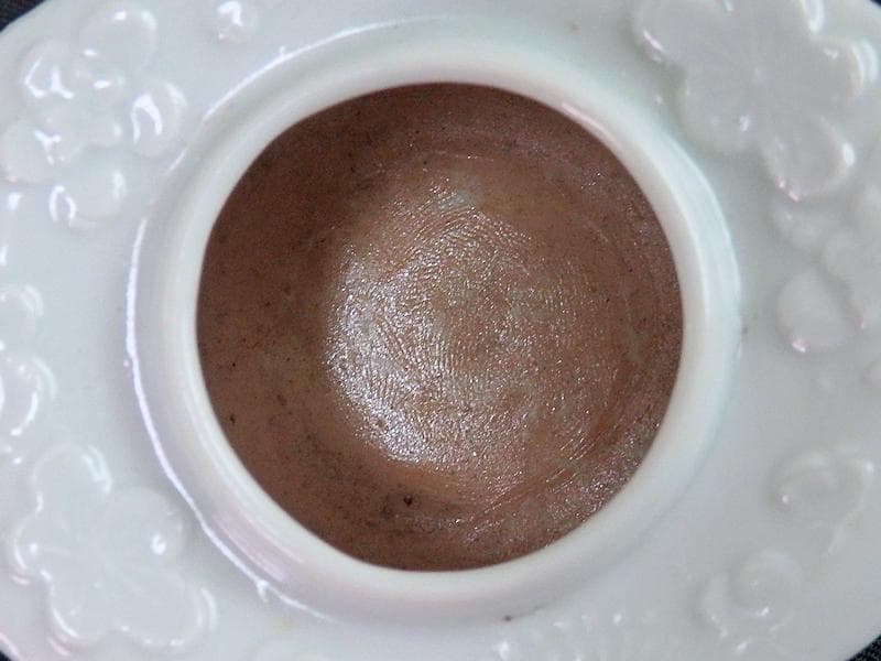 古伊万里　白磁　壺型　陽刻　梅花の図　六角　盃台　D193AS-CGn