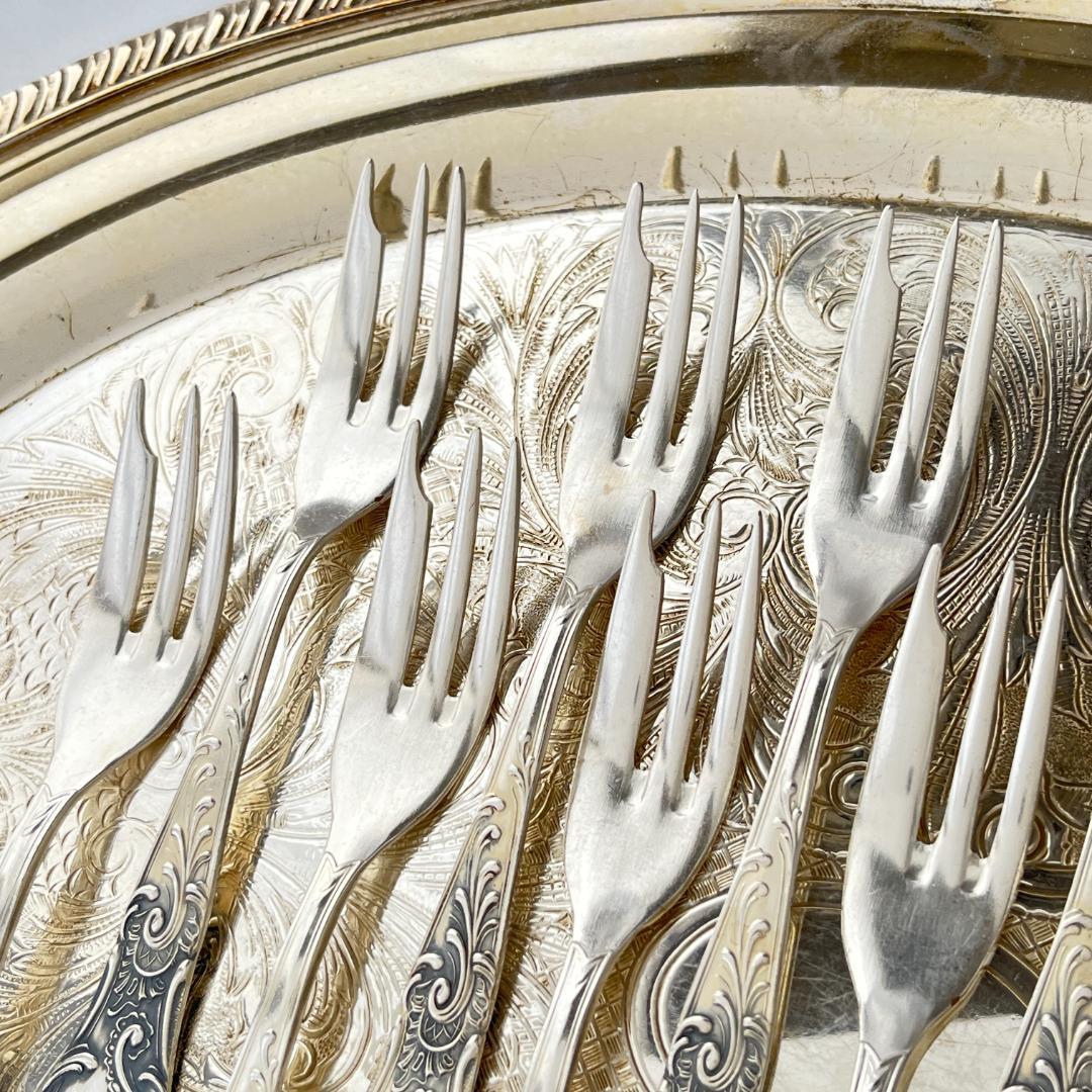 【ドイツ】ケーキフォーク 12本【シルバープレート】