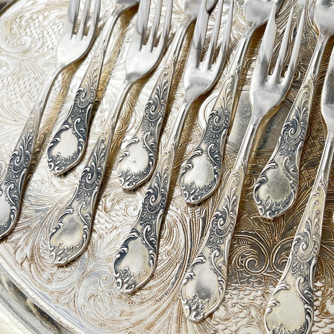 【ドイツ】ケーキフォーク 12本【シルバープレート】