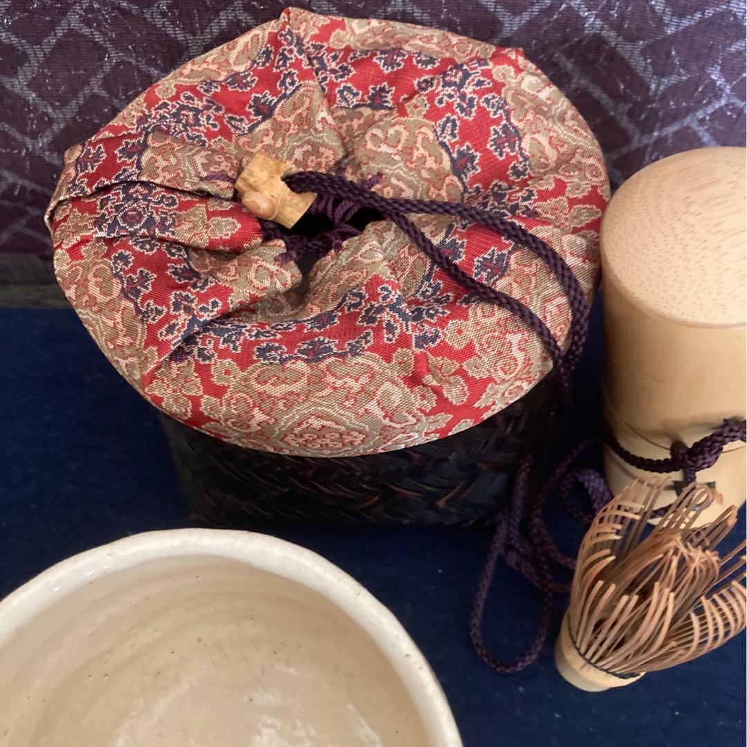 白楽茶碗　野立て茶器一式　茶筅　茶杓