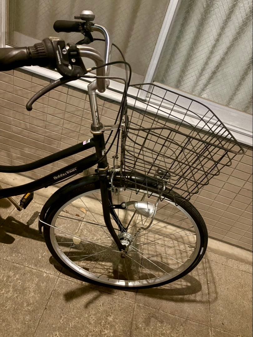 【変速付き】シティサイクル 26インチ 外装6段変速 カゴ付き ブラック