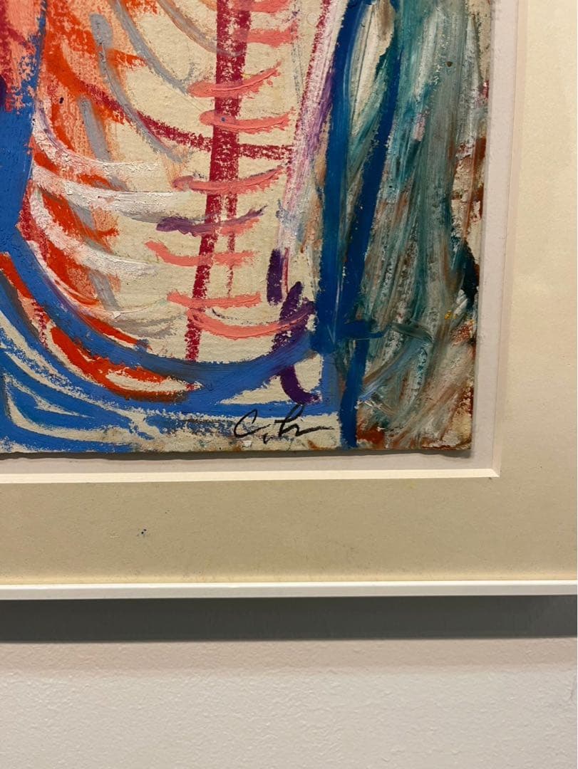 堀越千秋「ニース」1988年 カルトレにアクリル・オイルパステル 額装済