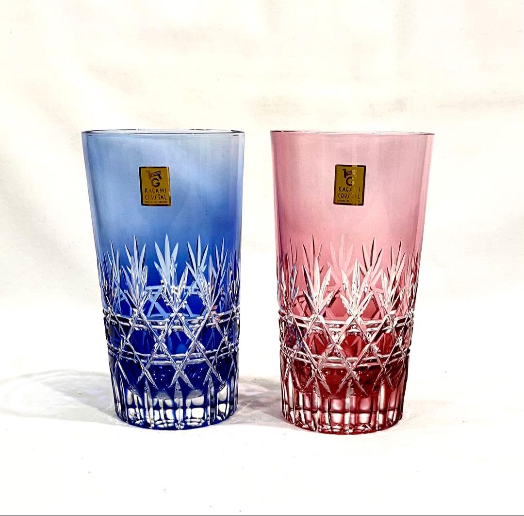 江戸切子　カガミクリスタルのレトロで重厚な　”サンクラール”　ペアタンブラー