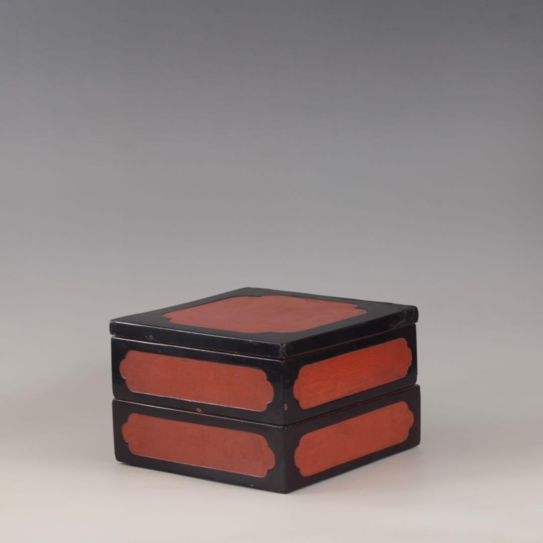 黒/朱 古い 二段重 漆器 古美術 古道具 アンティーク