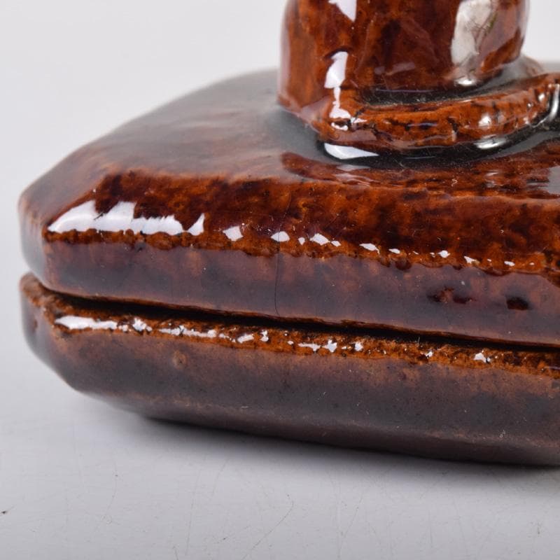 茶道具　大樋焼　松寿造　飴釉　寅香合　書付　共箱　V　8084