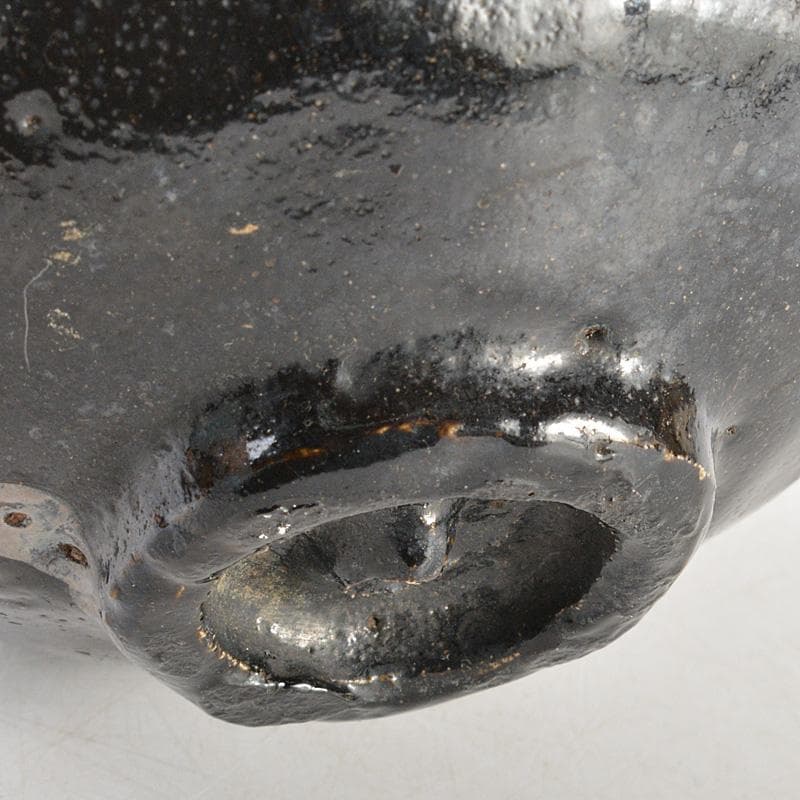 茶道具　京焼　富士山絵　黒楽茶碗　時代箱付　V　R5908