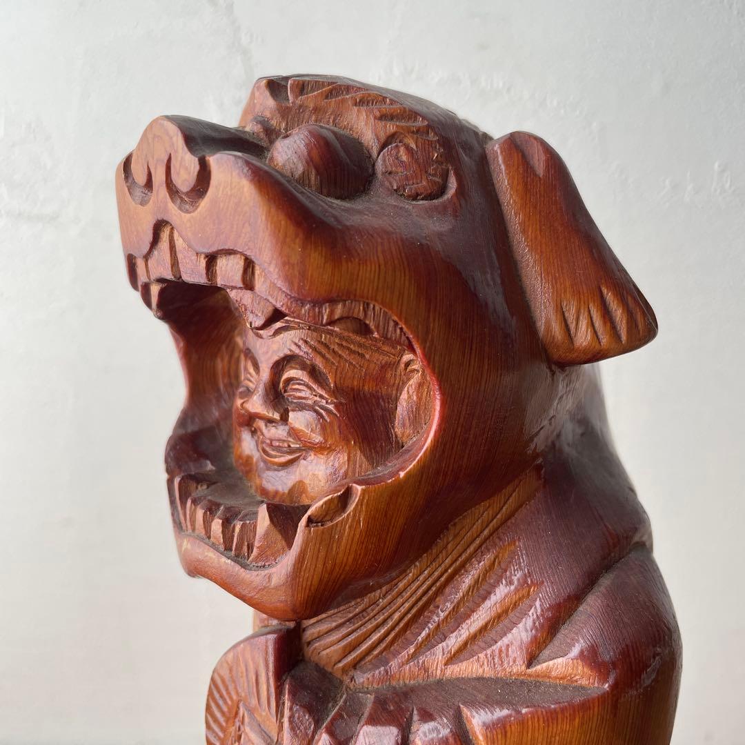 木彫り　獅子被り大黒天　獅子舞　大黒様　七福神　木製　縁起物