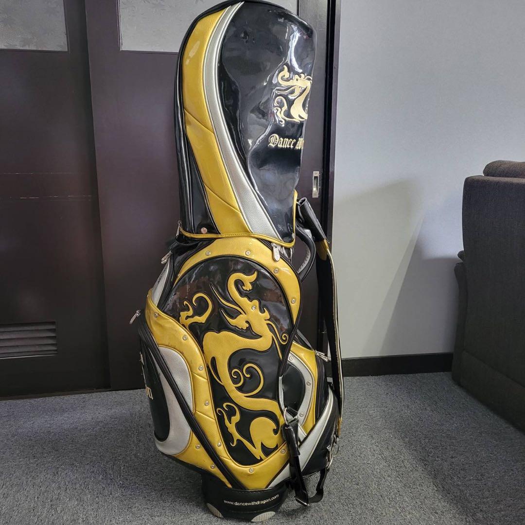 【匿名発送】DANCE WITH DRAGON　ゴルフバッグ　ブラック　イエロー