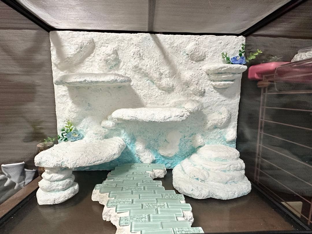 爬虫類水槽.バックボード.シェルター３セット