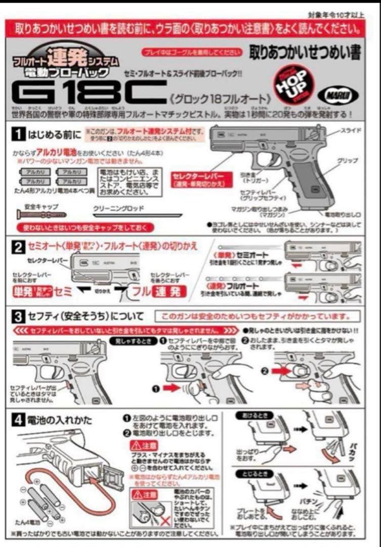 美品　東京マルイ　カスタム品　グロックG18C Glock 強化ピニオン　マガ2
