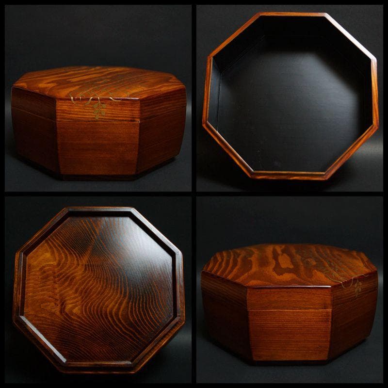 茶道具 平安上杉満樹『松摺漆喰籠』金銀桐蒔絵 八角喰篭 菓子器 共箱★美品★