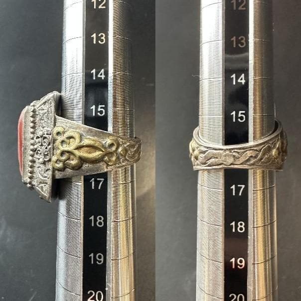 ビザンツ シルバーリング カラーストーン 印章指輪 パワーストーン 1547