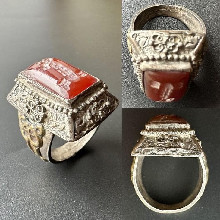 ビザンツ シルバーリング カラーストーン 印章指輪 パワーストーン 1547