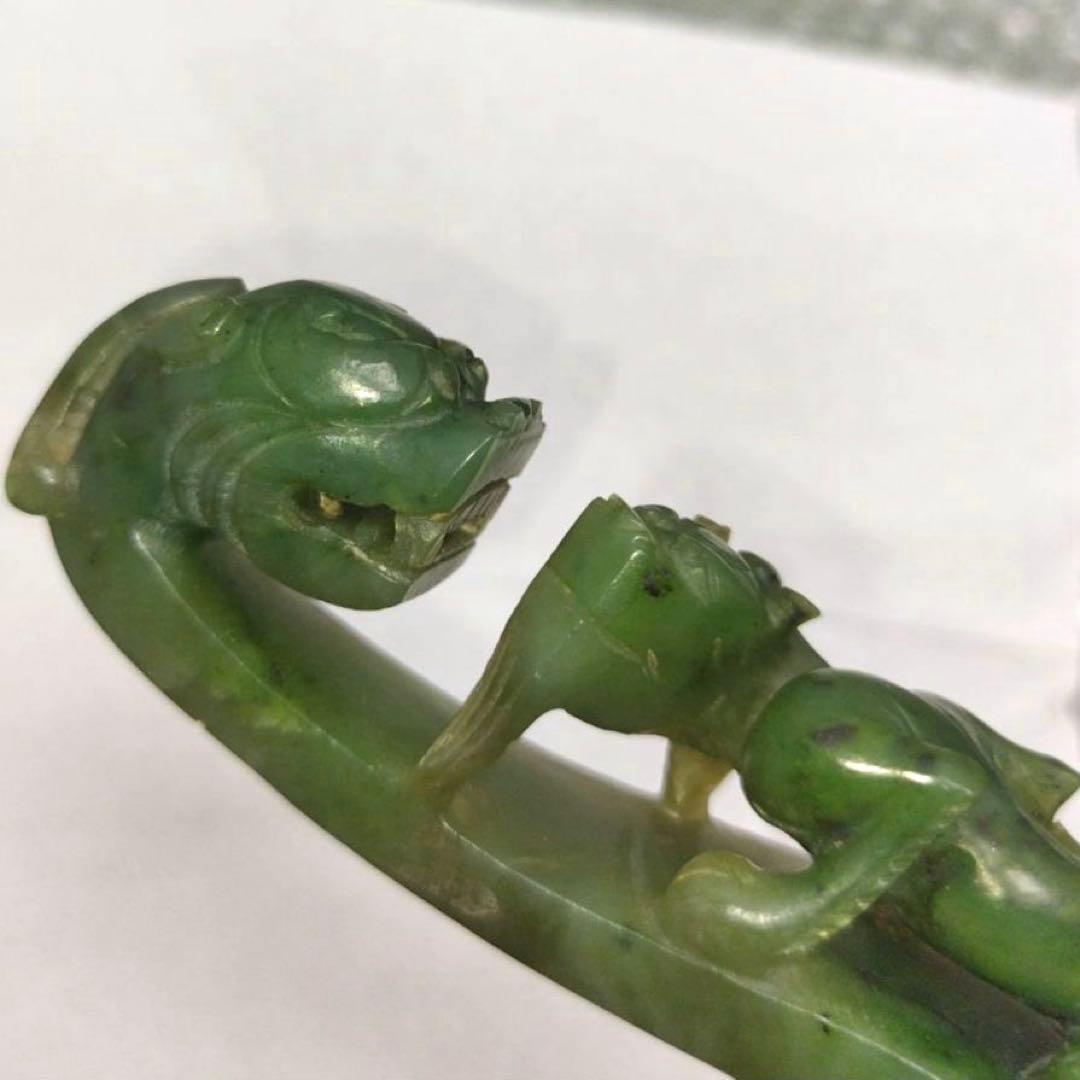 ゆ*う様 中国工芸品 美術 唐物骨董 中国古玩 玉帯鉤 翡翠 龍