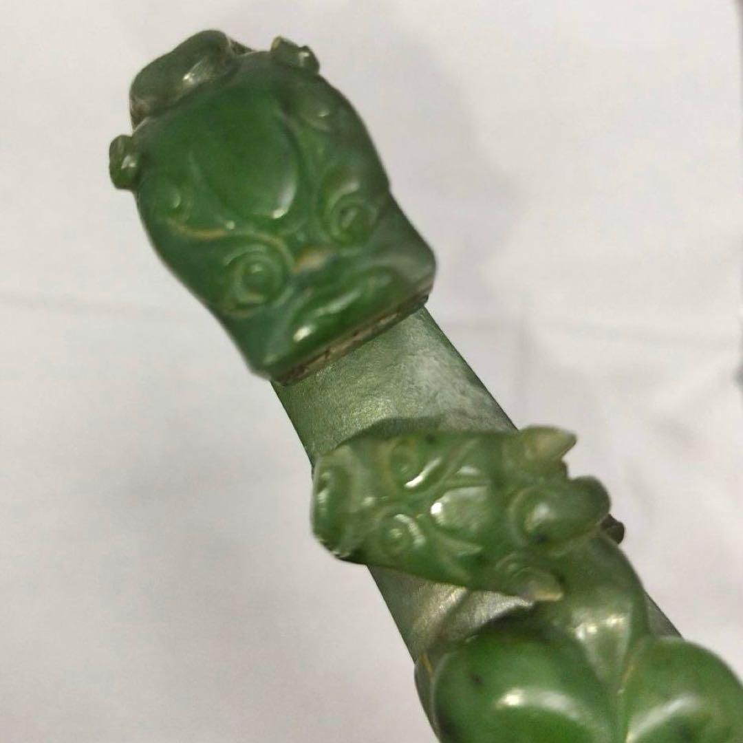 ゆ*う様 中国工芸品 美術 唐物骨董 中国古玩 玉帯鉤 翡翠 龍