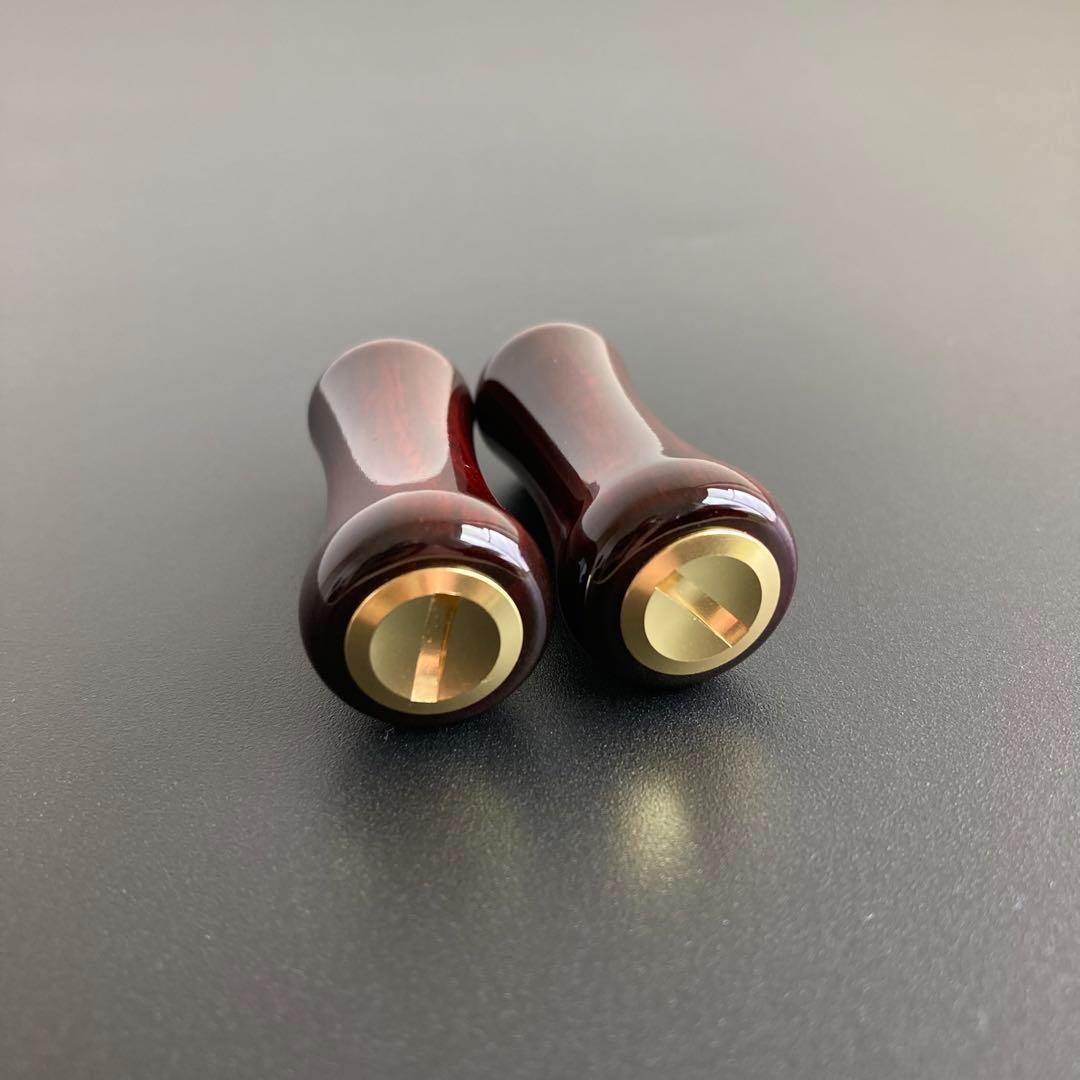 ウッドノブ 天然フタバガキ 鏡面仕上げ ゴールド 2個セット アブガルシア対応