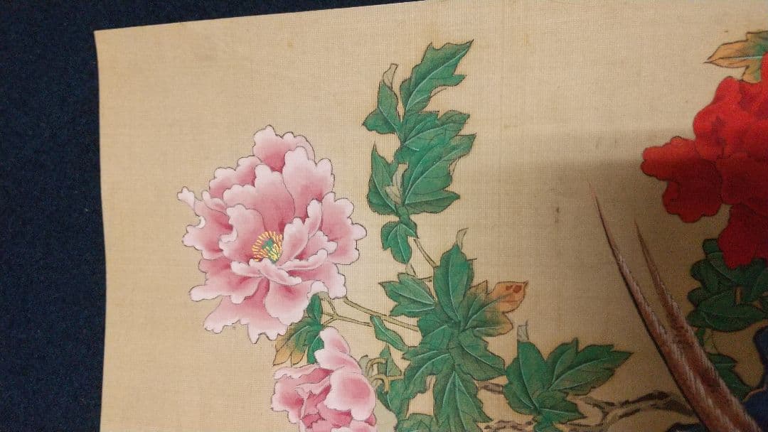 喜多武清(可庵) 花鳥図 絹本まくり