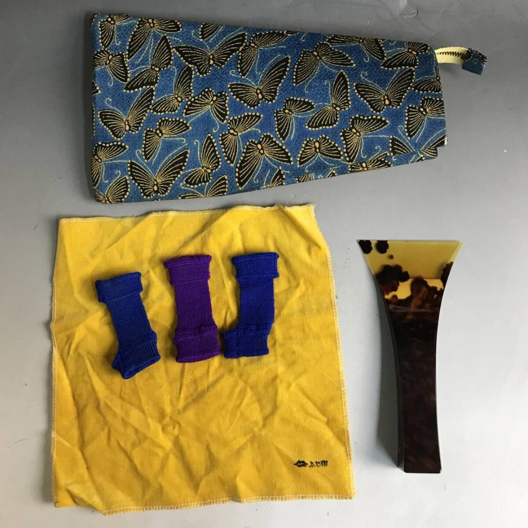 海宝堂 三味線 バチ 鼈甲 撥 糸巻 銅掛 ハードケース ソフトケース 付属品