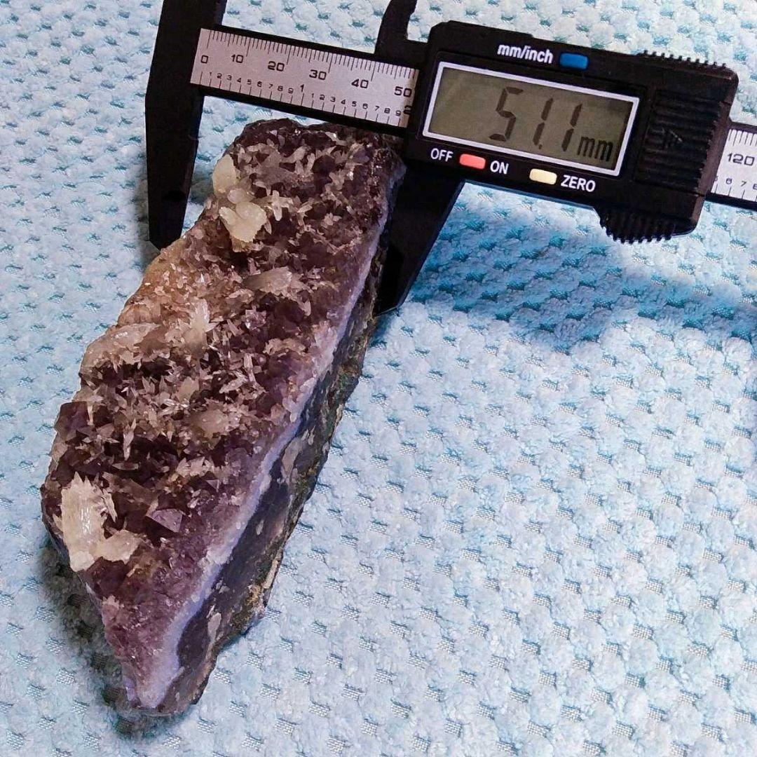 ⑭珍品! アメジスト ドッグトゥース カルサイト共生 犬牙状 原石 クラスター