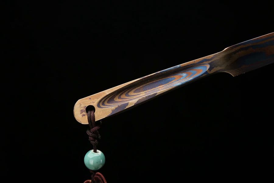 武具　刀装具  連体金茶刀   百錬模様鋼  手鍛造打 1本