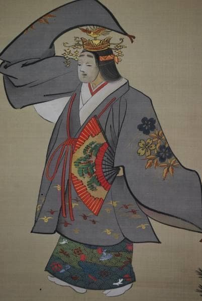 【真作】川端玉章/能図/掛軸/名家伝来/K-336　J