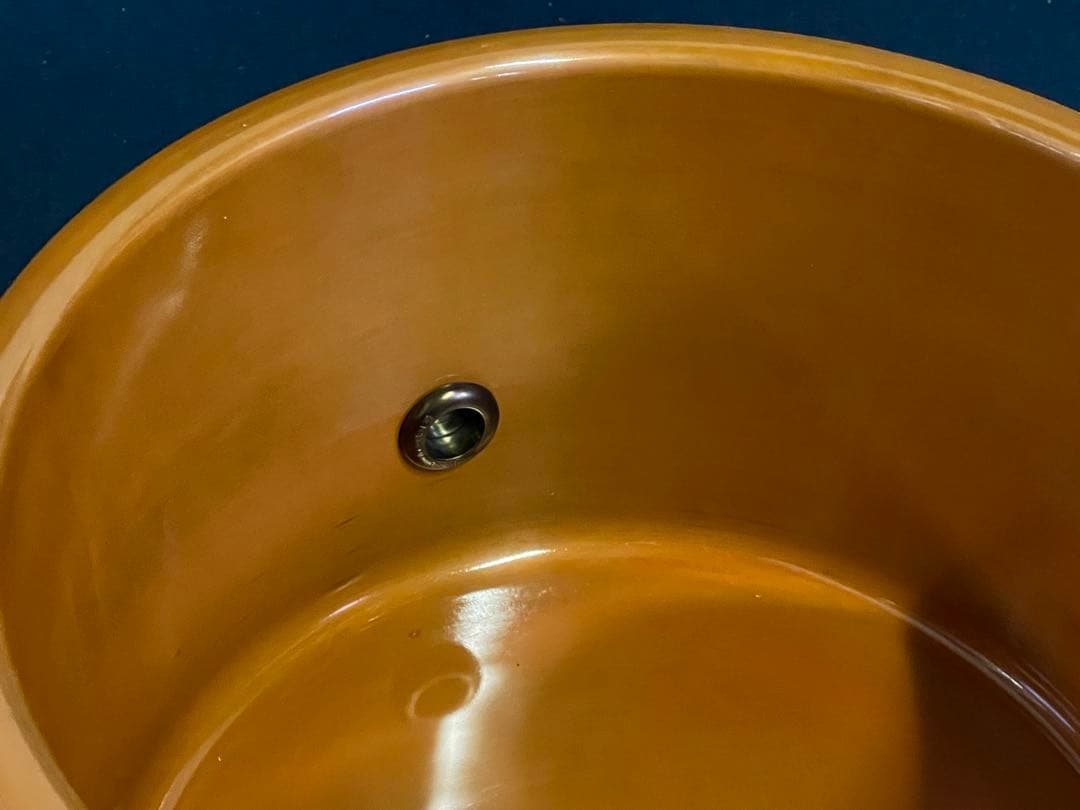 【未使用 美品】「母」 立礼 御園棚 丸型 炉落とし 炉壇 コード穴 (D)