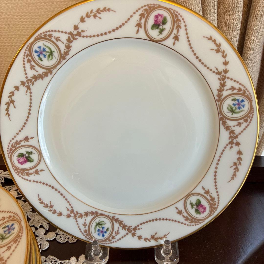 リモージュ　ジョルジュボワイエ　薔薇と矢車菊のガーランド　デザートプレート6枚組
