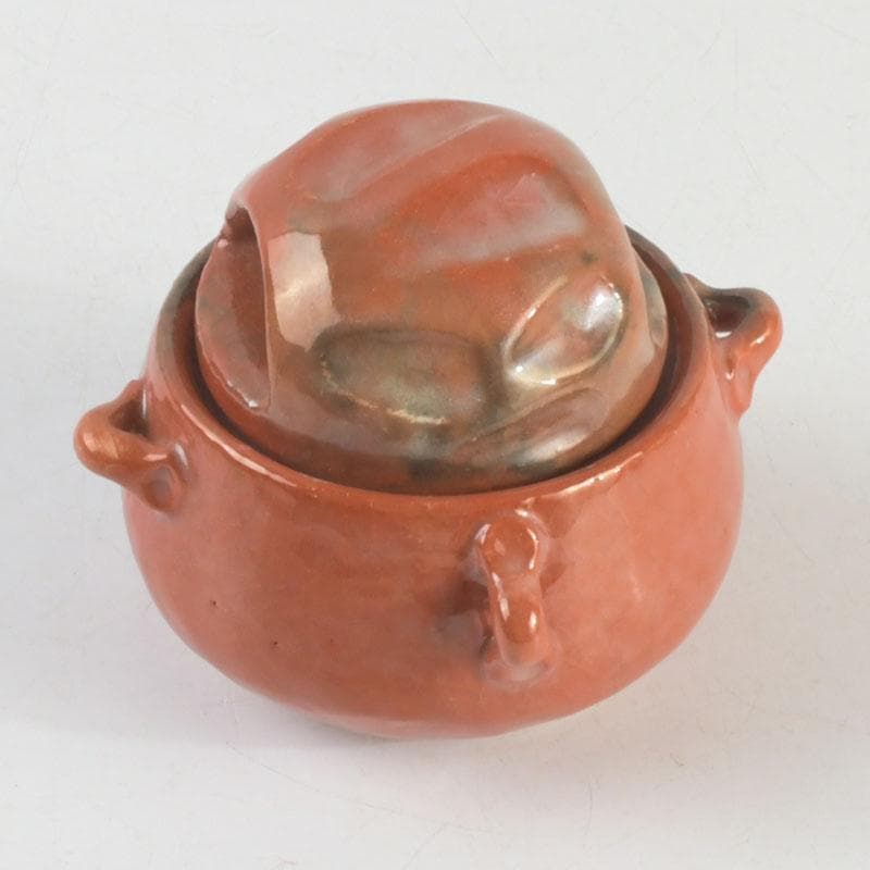 茶道具　川崎和楽造　赤楽　大渡茶入　共箱　V　9461