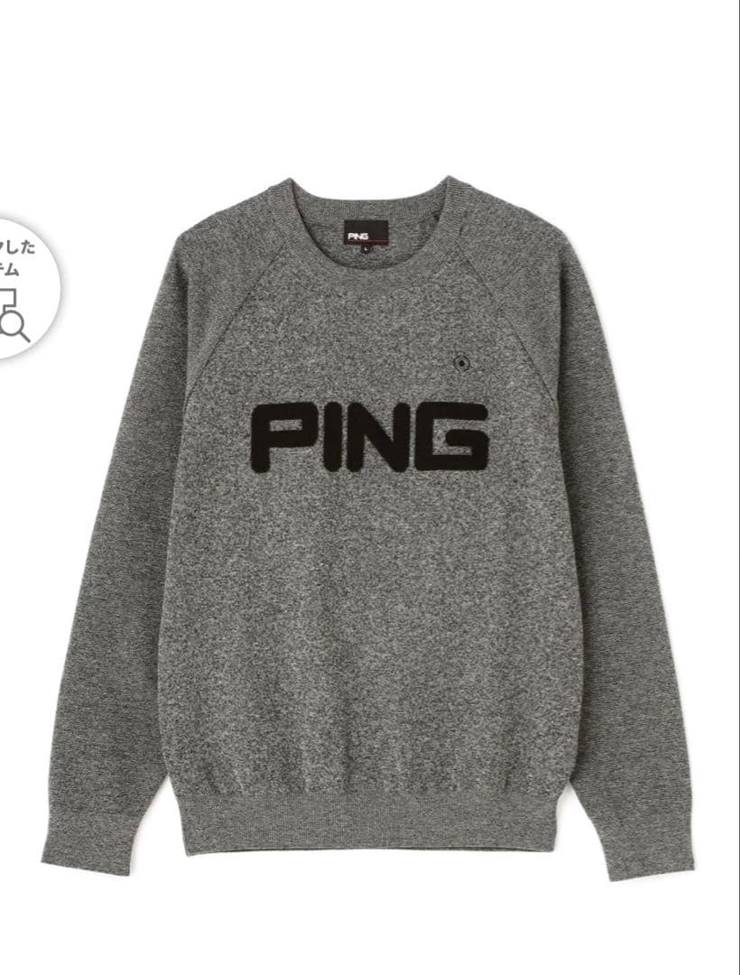 新品タグ付き　PING ピン ロゴパイルジャガードクルーネックニット LL