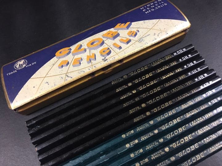 レトロ鉛筆、昭和レトロ鉛筆、古い鉛筆、廃盤鉛筆、GLOBE鉛筆、アンティーク