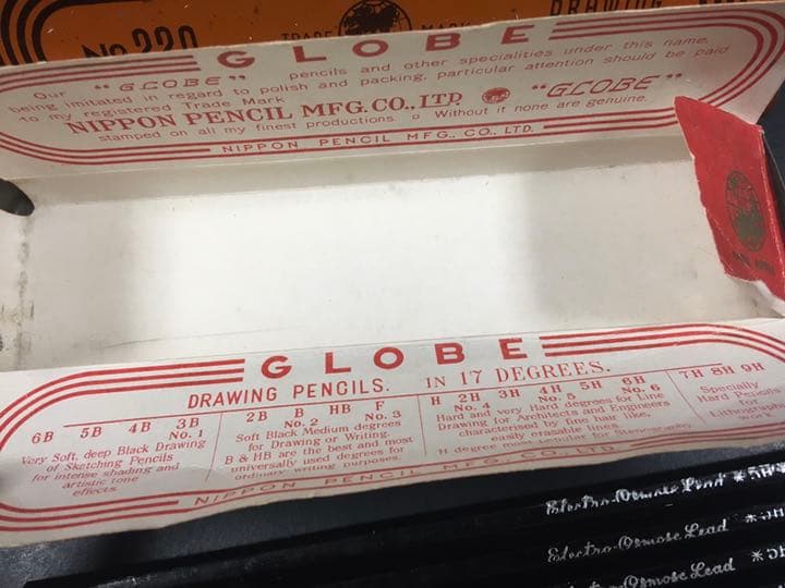 レトロ鉛筆、昭和レトロ鉛筆、古い鉛筆、廃盤鉛筆、GLOBE鉛筆、アンティーク