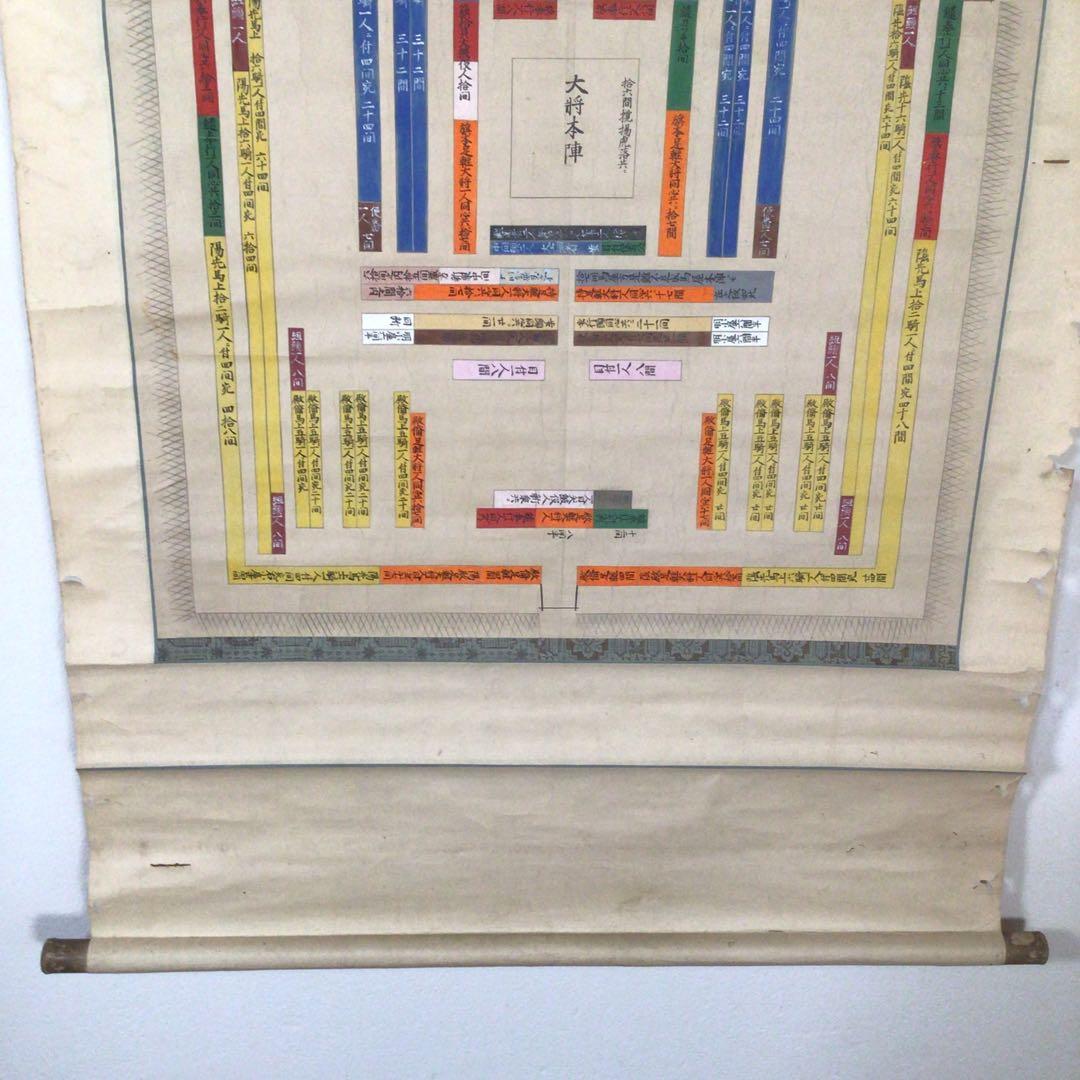 No2516掛軸　北条流軍隊之図　紙本合箱　手彩色肉筆画　古美術　時代　送料無料