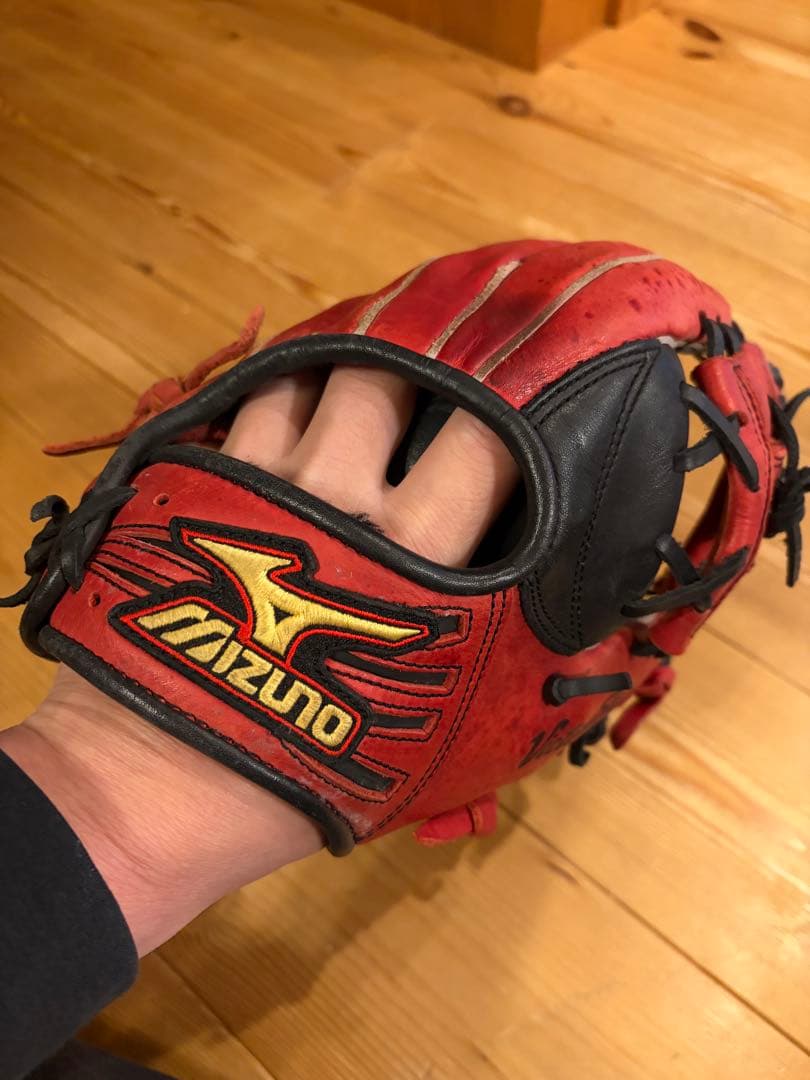 赤 軟式グローブ レザー製