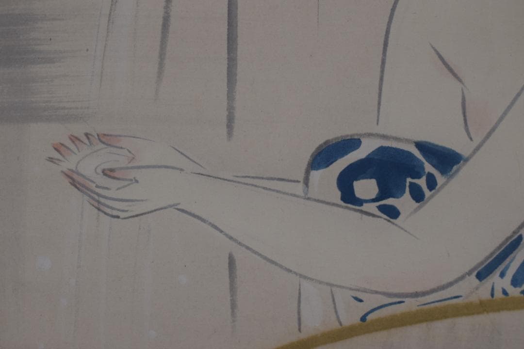 清春/美人画/美人行水図/掛軸☆宝船☆Z-416