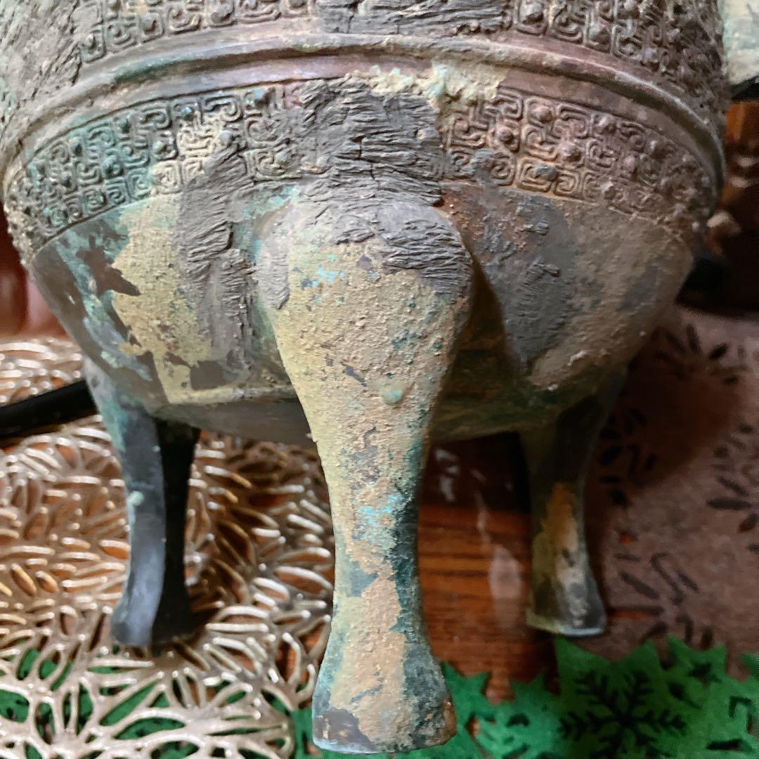 鼎　三足　青銅器　中国　骨董品　戦国時代 軌敦　三足　敦　蓋付 楚