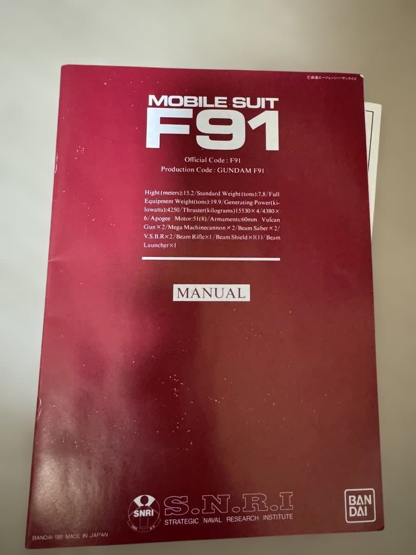 ＊【未組立・当時物】1/60 ガンダムF91 ビッグスケールモデルキットバンダイ