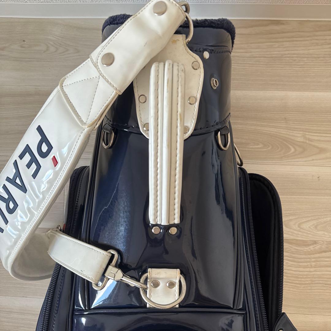 パーリーゲイツ キャディ バッグ トーナメントモデル　紺　ネイビー　エナメル素材