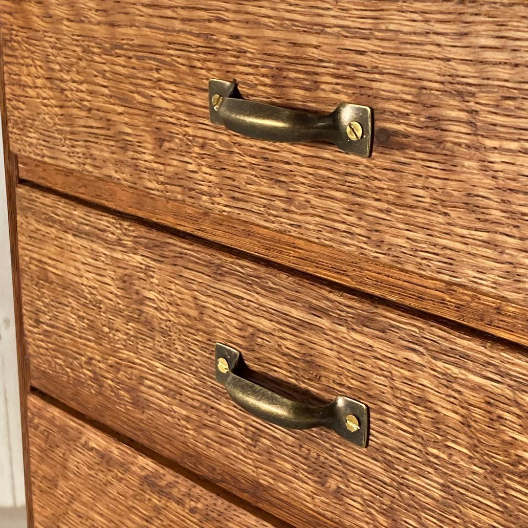 古い楢 無垢材 5杯 あられ組 小引き出し 古道具 古家具