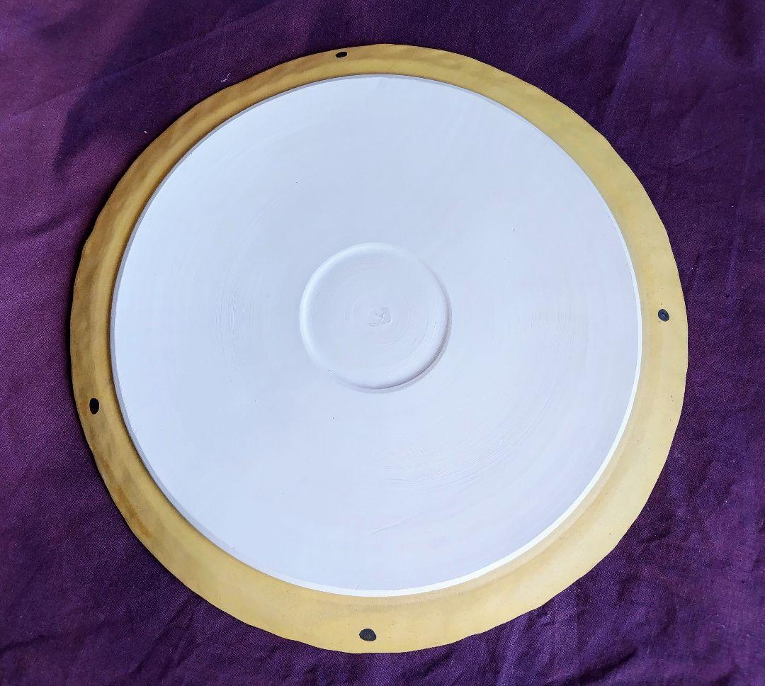 黄釉平丸盤 (未使用 新品同様)