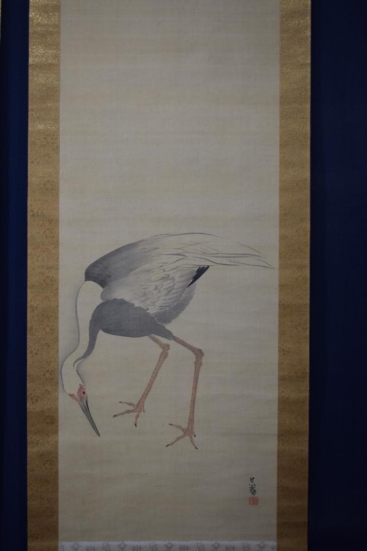 【真作】松村呉春/月渓/日ノ出鶴亀図/掛軸☆宝船☆Z-366