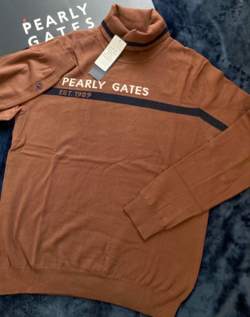 新品 パーリーゲイツ ソフトタッチハイネックニット プルオーバー(4)M/茶