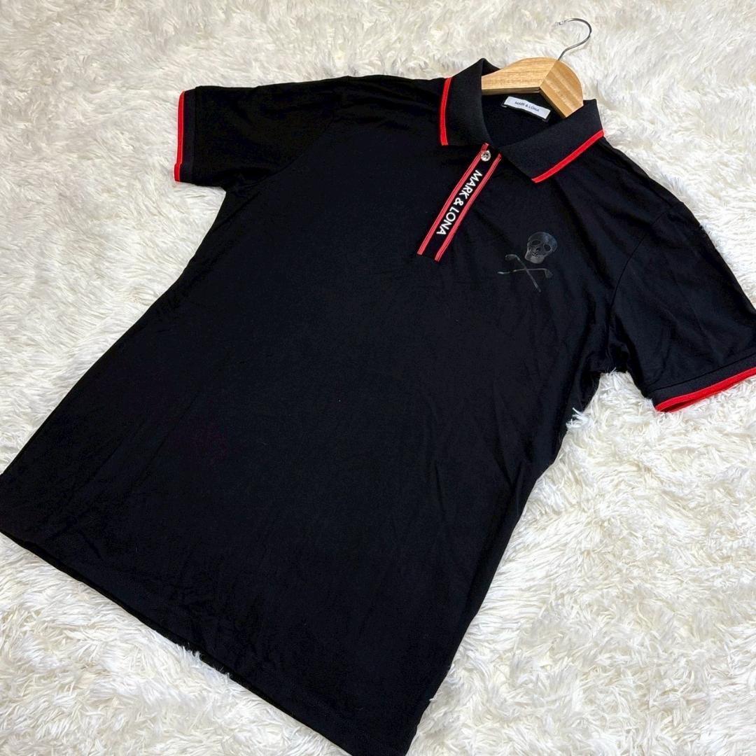 近年モデル MARK&LONA　スカル刺繍 ブラックポロシャツ　L 韓国限定