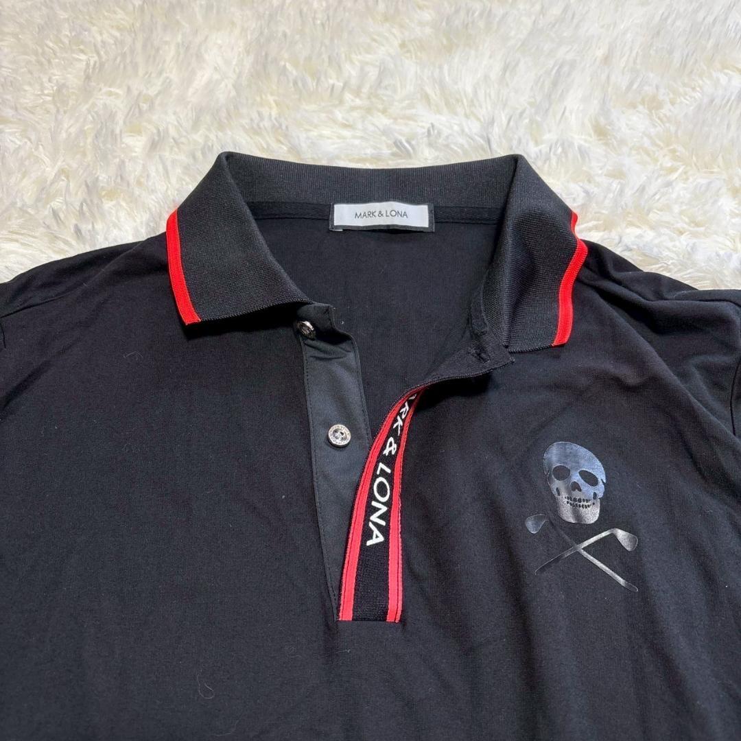 近年モデル MARK&LONA　スカル刺繍 ブラックポロシャツ　L 韓国限定