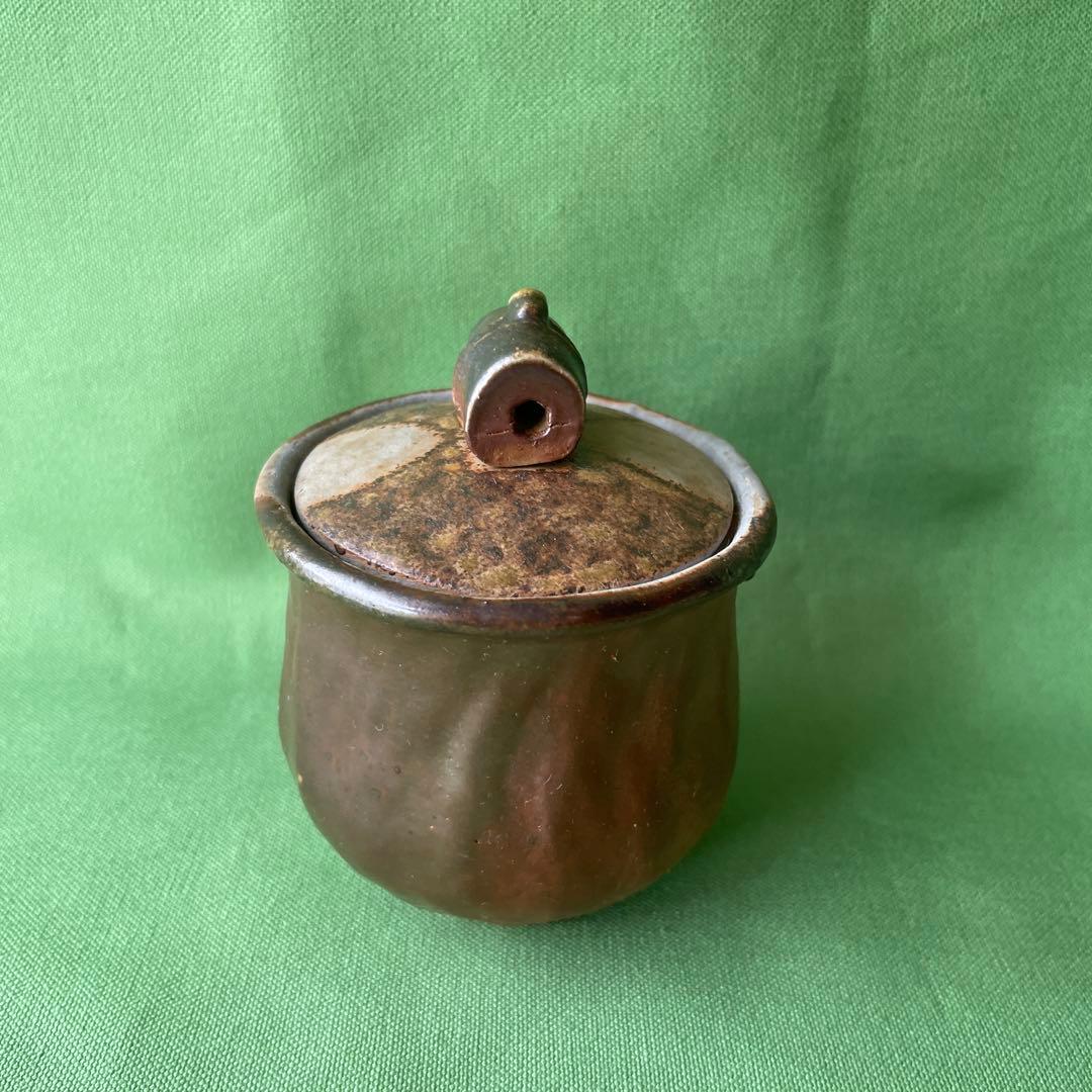 備前焼 手びねり宝瓶 竹摘み 胡麻