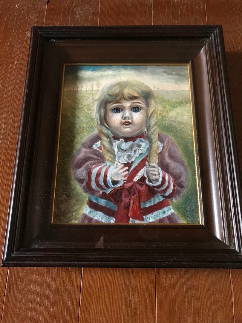 絵画　人形　額付き