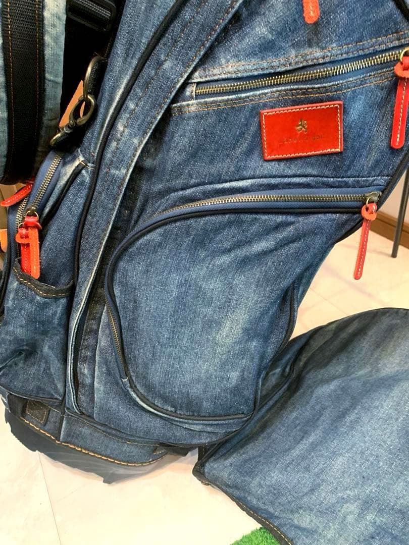 希少　完売　良品　ラヘラゴルフ　デニム　キャディバッグ　スタンド