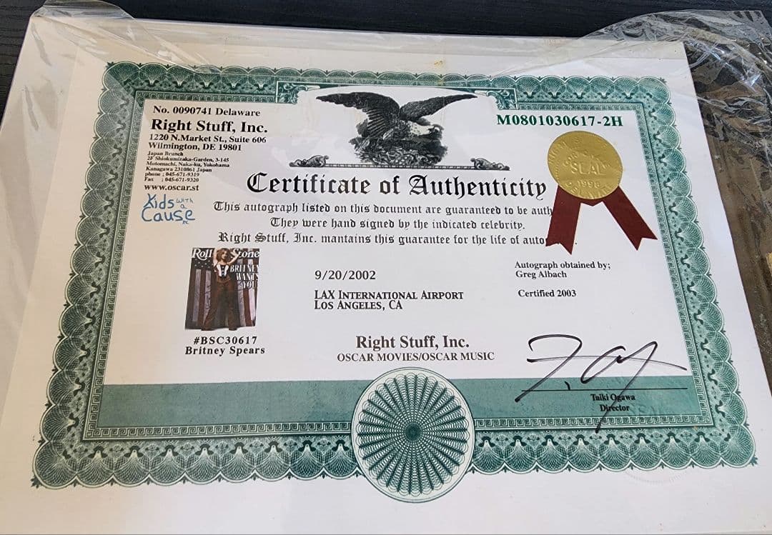 超稀少‼　ブリトニー・スピアーズ　直筆サイン入りブロマイド