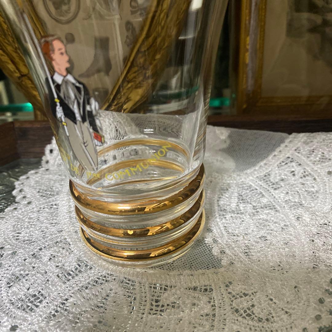 フランス　アンティーク　グラス　初聖体　コミュニオン　ヴィンテージ　カトリック