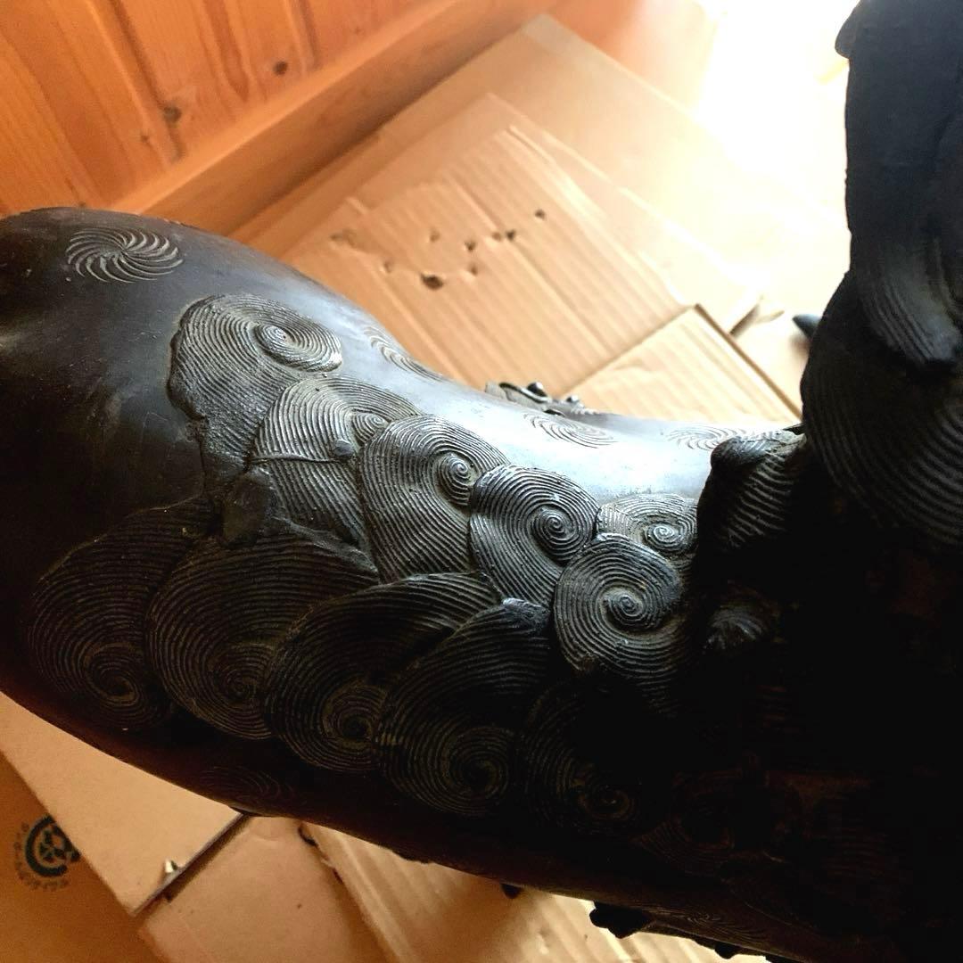 アンティーク 鋳物 大型 玉獅子 香炉シーサー 約18kg 骨董品